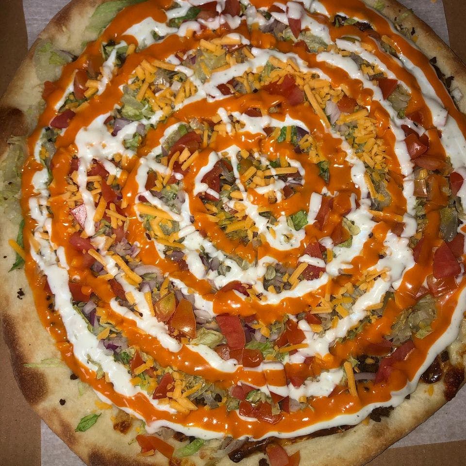 Order Taco Pizza - Medium 14'' (6 Slices) food online from Amy's Family Pizzeria store, Hatboro on bringmethat.com