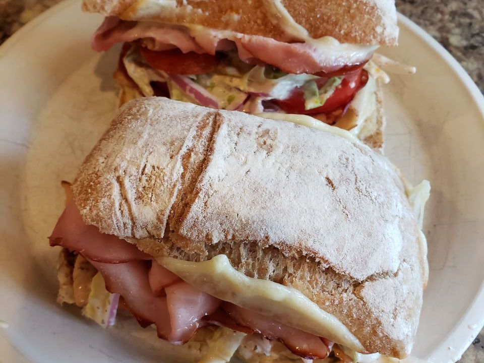 Order Leave It To Us Ciabatta Sandwich with Fries food online from Pizza206 store, Tabernacle on bringmethat.com