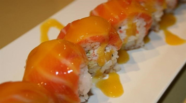 Order Mango Salmon Roll food online from Yomama Sushi store, Camarillo on bringmethat.com