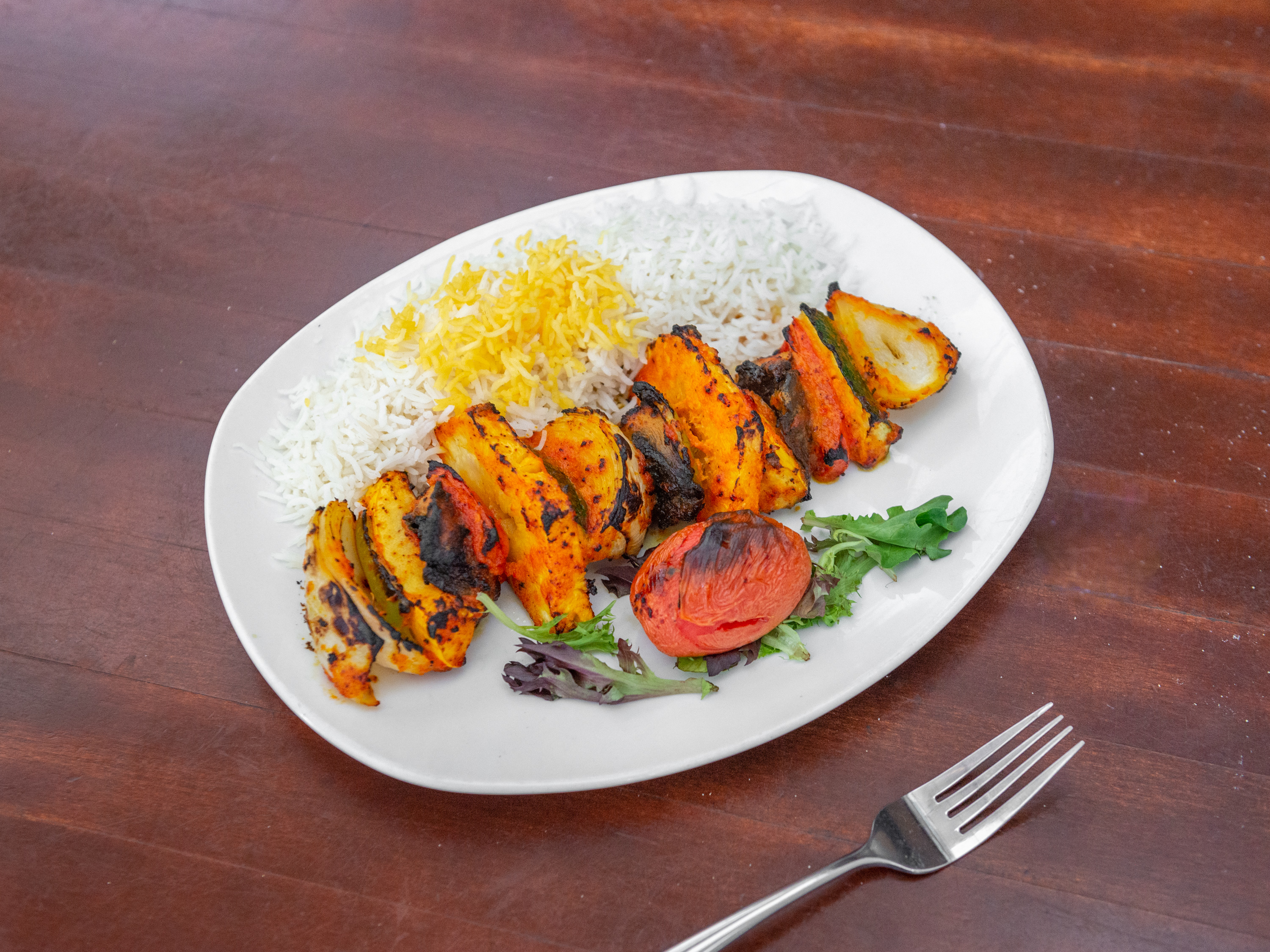 Order Market Vegetable Kabob Dinner food online from Sufis: A Taste Of Persia store, Atlanta on bringmethat.com