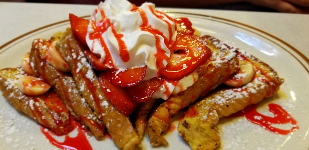 Order Strawberry and Banana French Toast food online from Royal Donut Cafe store, Burlingame on bringmethat.com