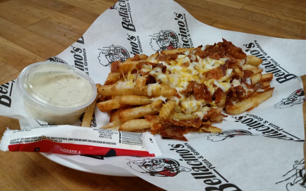 Order Loaded Fries - Appetizer food online from Bellacino Pizza & Grinders store, Southfield on bringmethat.com