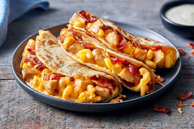 Order Chicken, Bacon, Mac & Cheese Quesadillas Combo food online from Papa Corazon's Quesadillas store, Seneca on bringmethat.com