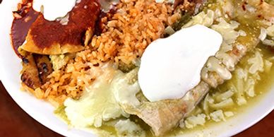 Order 1 Enchilada Combo Plate food online from Crazy Jorge Taqueria store, Castro Valley on bringmethat.com