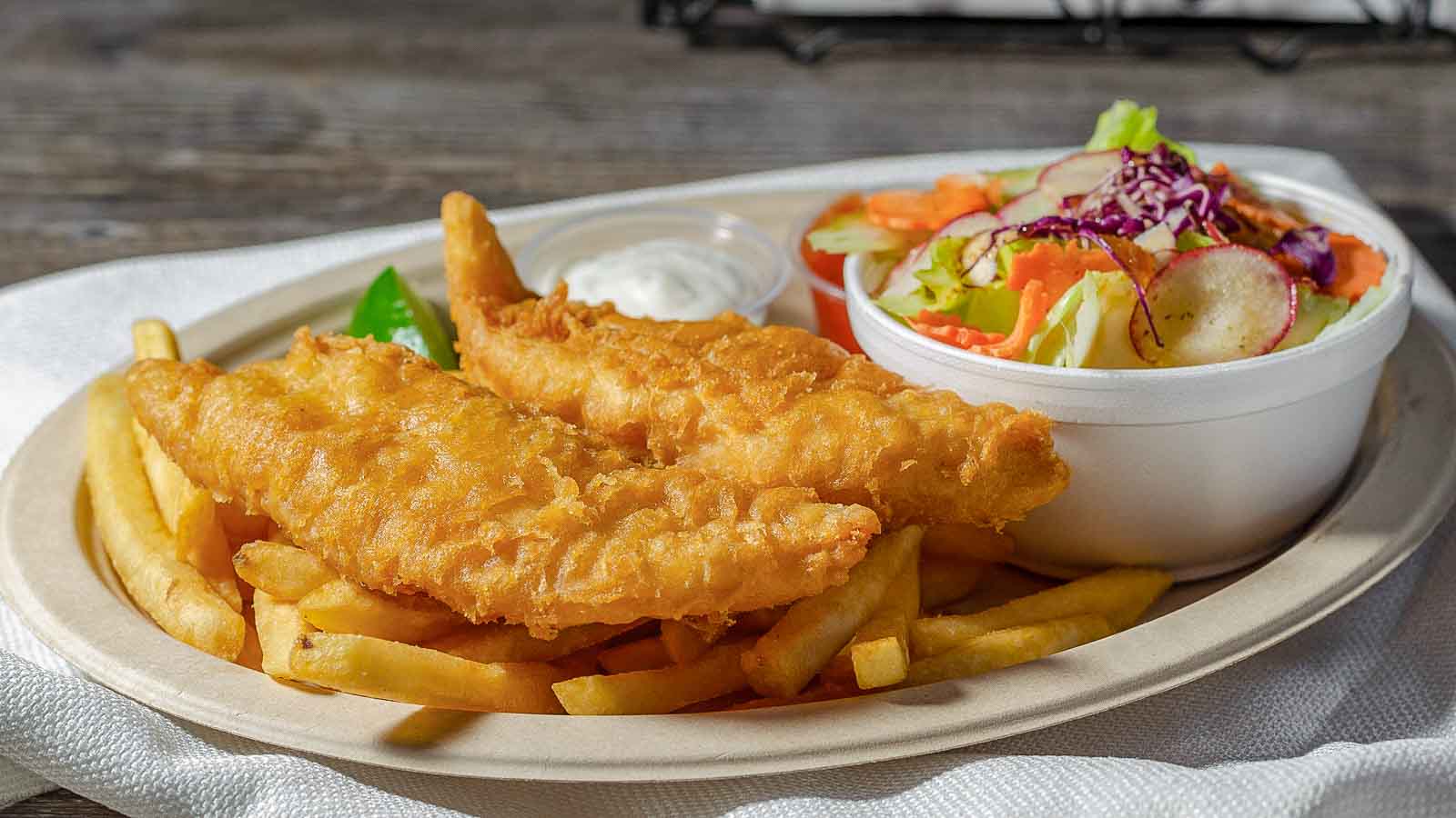 Order 8. Fish & Chips food online from The Cajun Crab store, Long Beach on bringmethat.com