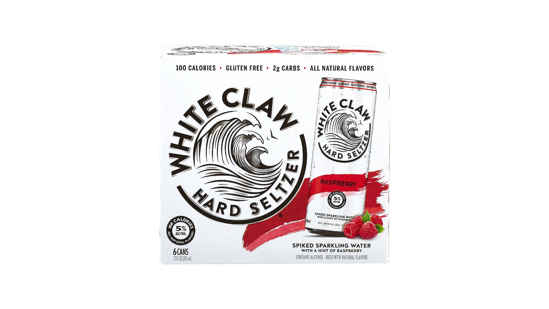 Order White Claw Raspberry 6 pack  5% abv food online from Pink Dot store, Santa Barbara on bringmethat.com