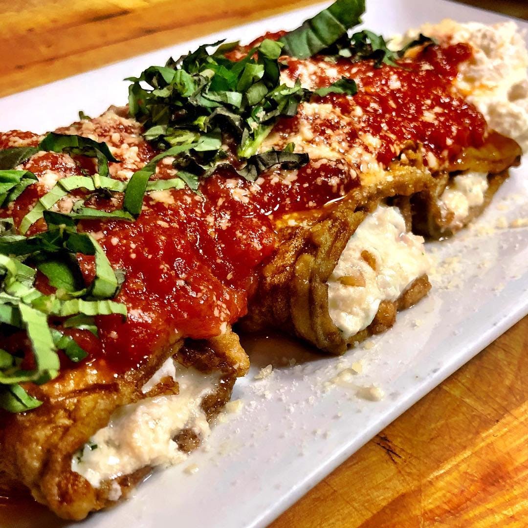 Order Eggplant Rollatini - Appetizer food online from Tomato Tomato store, Stamford on bringmethat.com
