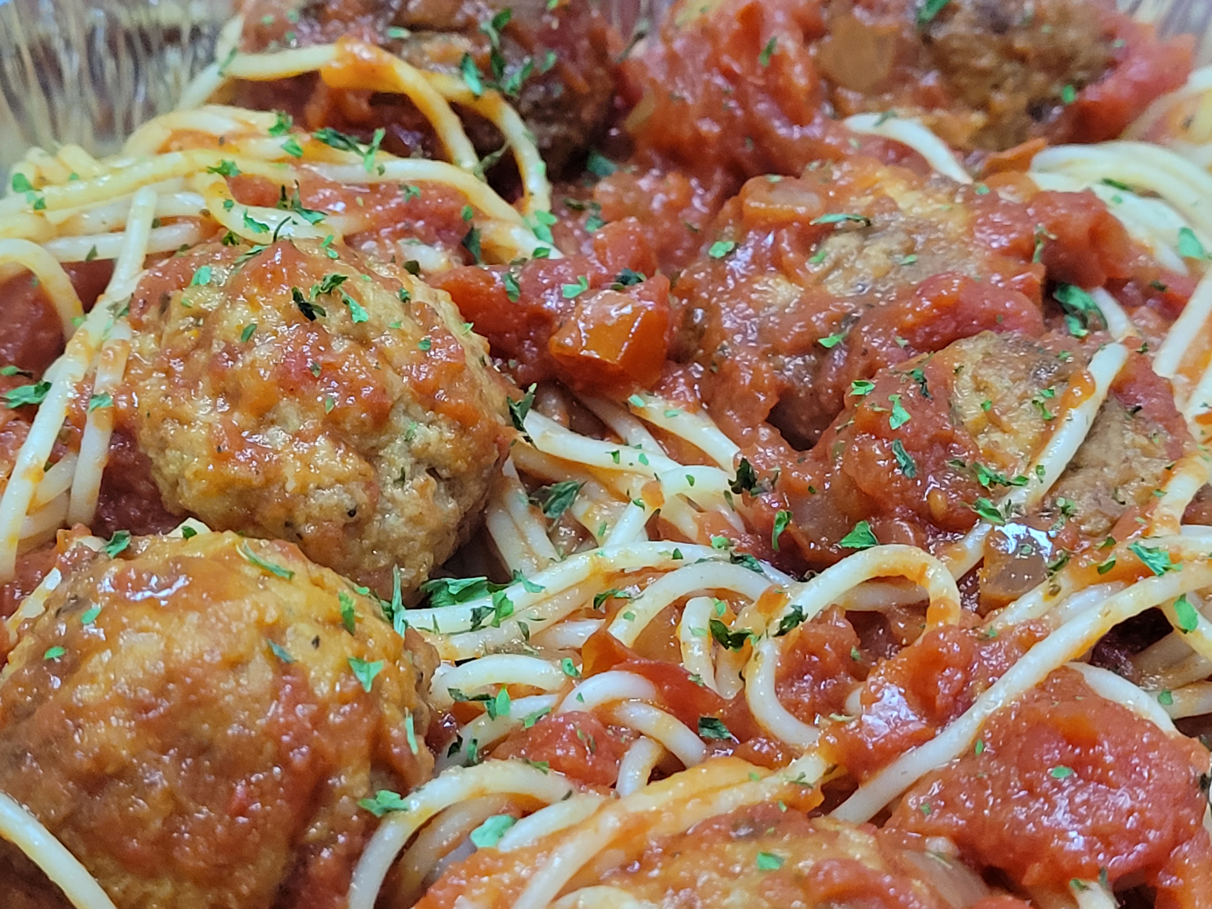 Order Spaghetti with Meatballs food online from Illianos Pizza store, Clemmons on bringmethat.com
