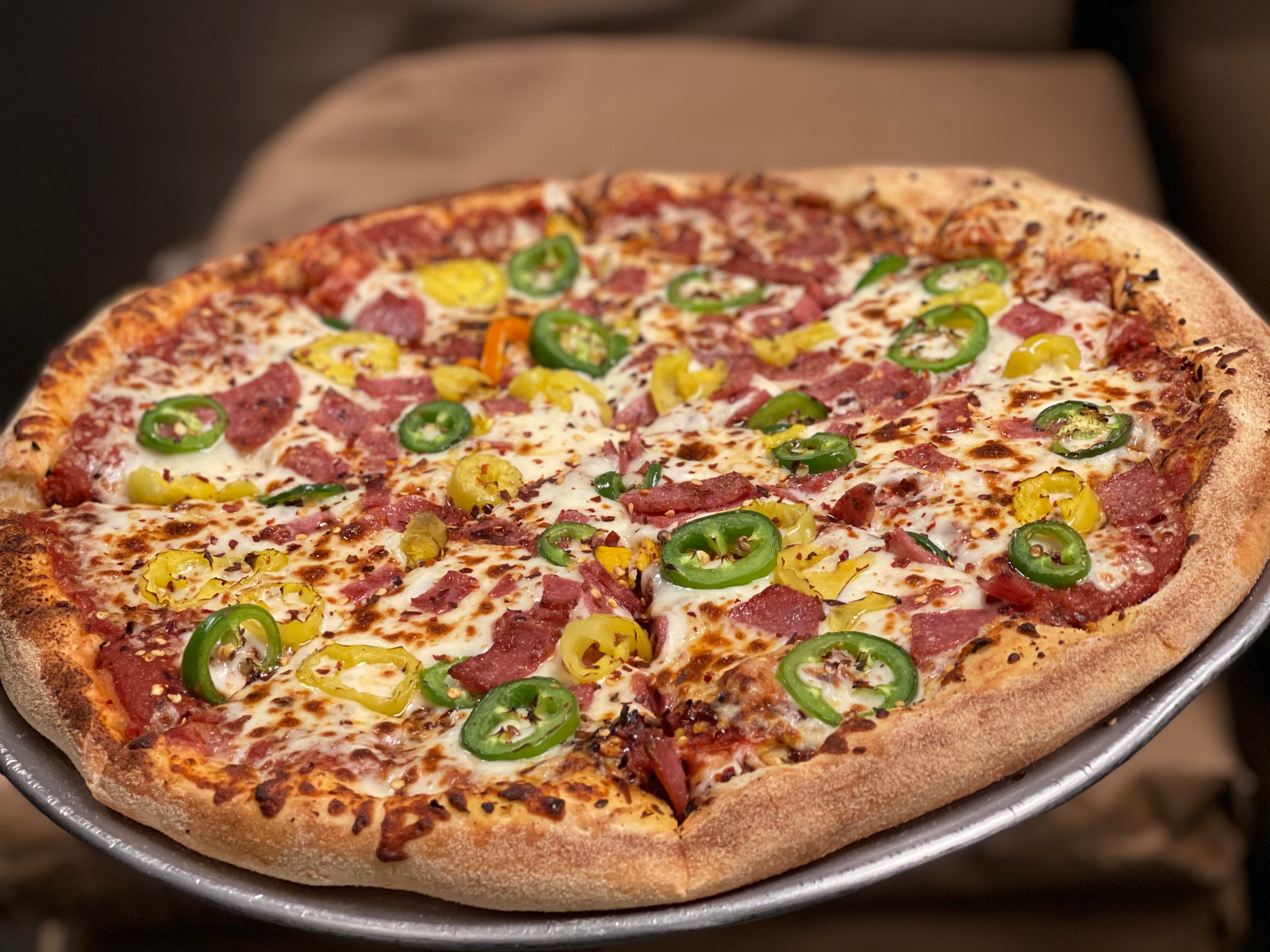 Order Spicy Salami Pizza - Personal 8" (4 Slices) food online from Vin Trofeo Pizzeria & Pub store, Mt Pleasant on bringmethat.com