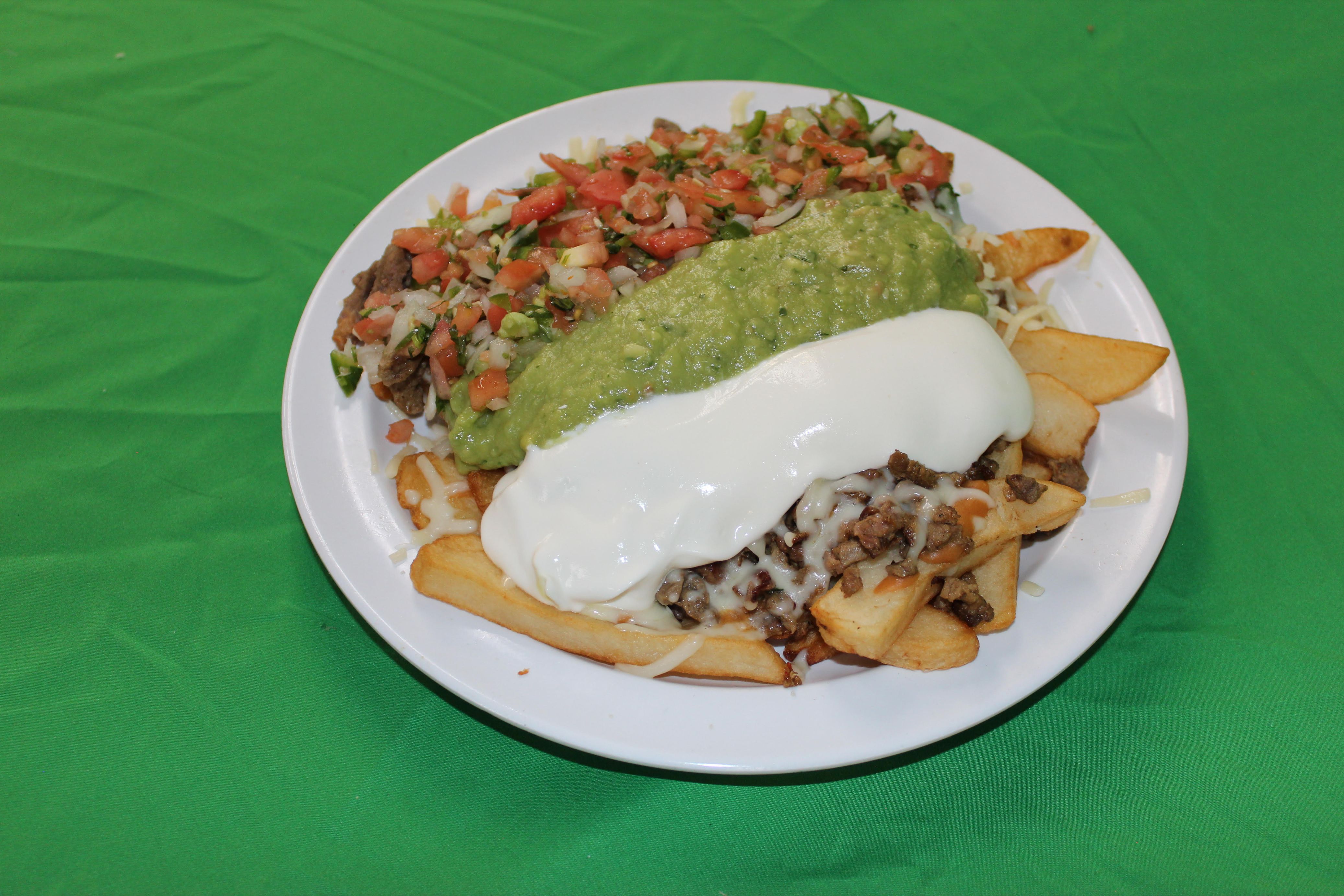 Order Nacho Fries food online from Taqueria Los Gallos Express store, Pleasant Hill on bringmethat.com