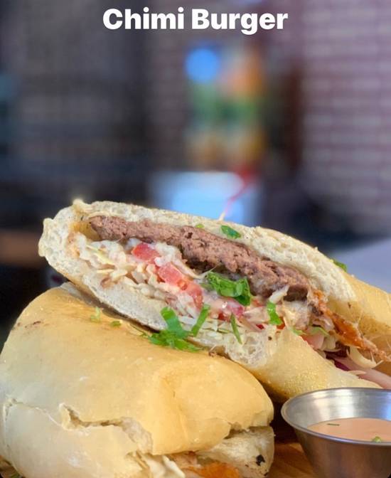 Order Chimi Burger food online from Punta Cana Latin Grill store, Athens on bringmethat.com