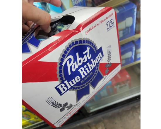Order Pabst Blue Ribbon 12pk 12oz. Cans  food online from Hub Market & Deli store, San Diego on bringmethat.com