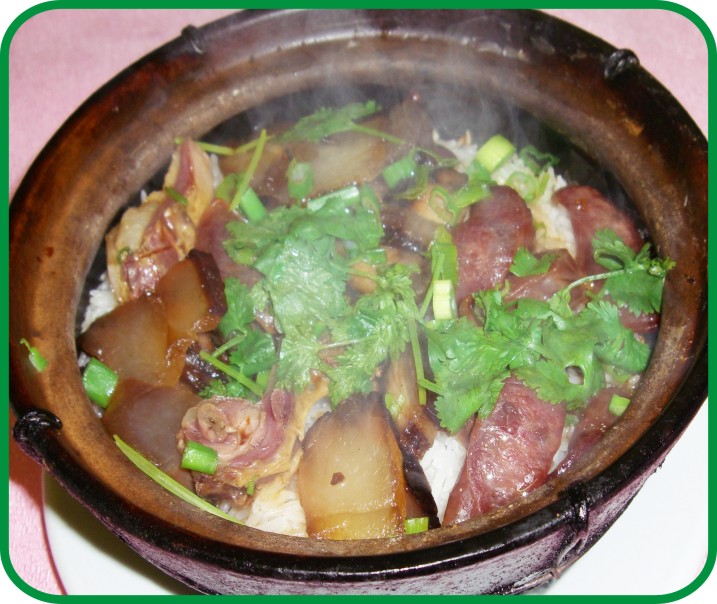 Order 6. Preserved Chinese Sausage, Pork and Duck Clay Pot 金牌腊味煲仔饭 food online from The Claypot House store, San Francisco on bringmethat.com