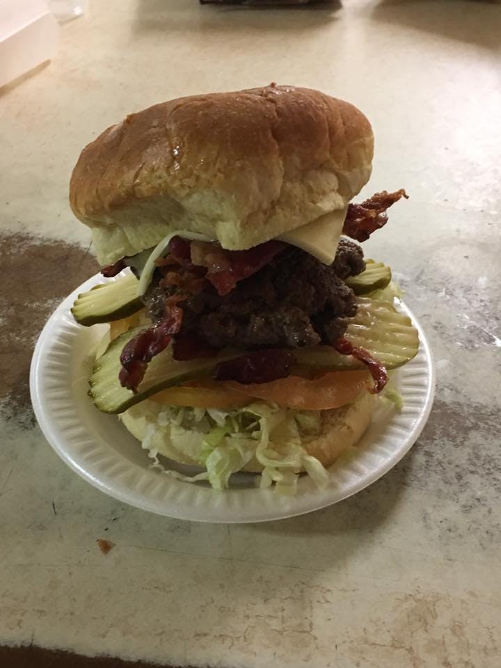 Order Bacon Burger - Burger food online from Sandy's Deli store, Rouses Point on bringmethat.com