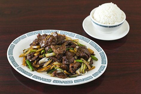 Order Mongolian Beef Combo Dinner food online from Wok Shop Cafe store, San Francisco on bringmethat.com