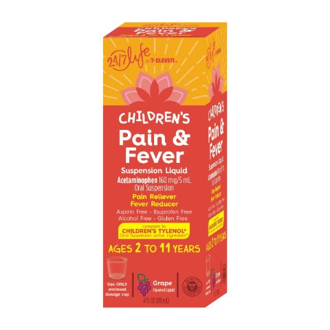 Order 24/7 Life Child Pain and Fever Grape Suspension Lqd food online from 7-Eleven store, West Columbia on bringmethat.com