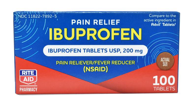 Order Rite Aid Ibuprofen Brown Tablets (100 ct) food online from Rite Aid store, Compton on bringmethat.com