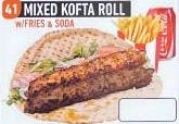 Order #41 Mixed Beef+chicken Kofta Roll Combo food online from Jersey Kabob Platter & Pizza store, Monroe Township on bringmethat.com