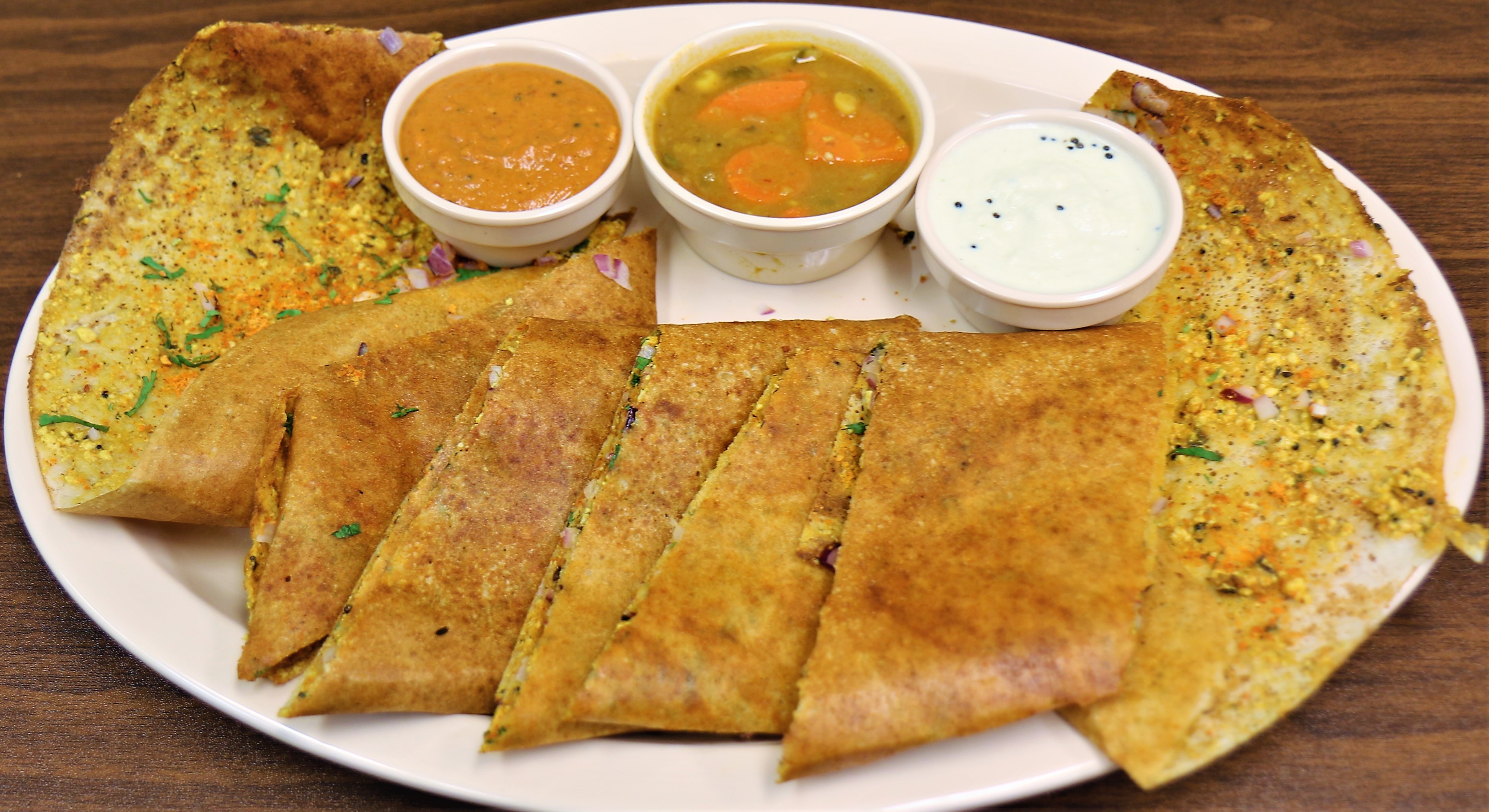 Order Paneer Burji Dosa food online from Abhiruchi store, Sunnyvale on bringmethat.com