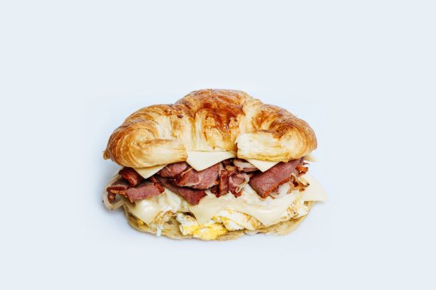 Order #17 Pastrami Croissant food online from Dc Donut Cafe store, Granada Hills on bringmethat.com