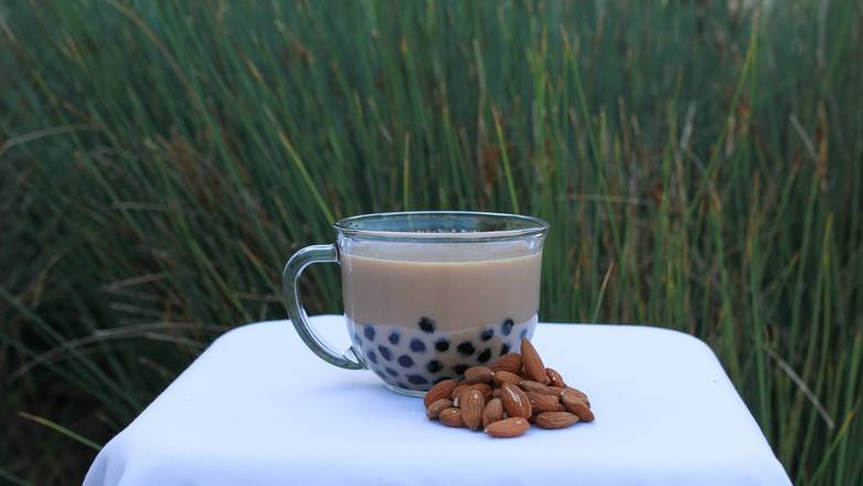 Order Almond Black Milk Tea, Hot (Medium) food online from Cha For Tea store, Irvine on bringmethat.com