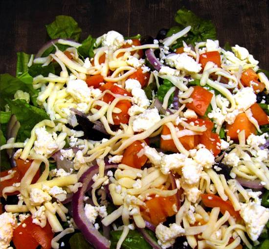 Order Greek Salad food online from Pizza Amore The Wood Fire Way store, Grand Island on bringmethat.com