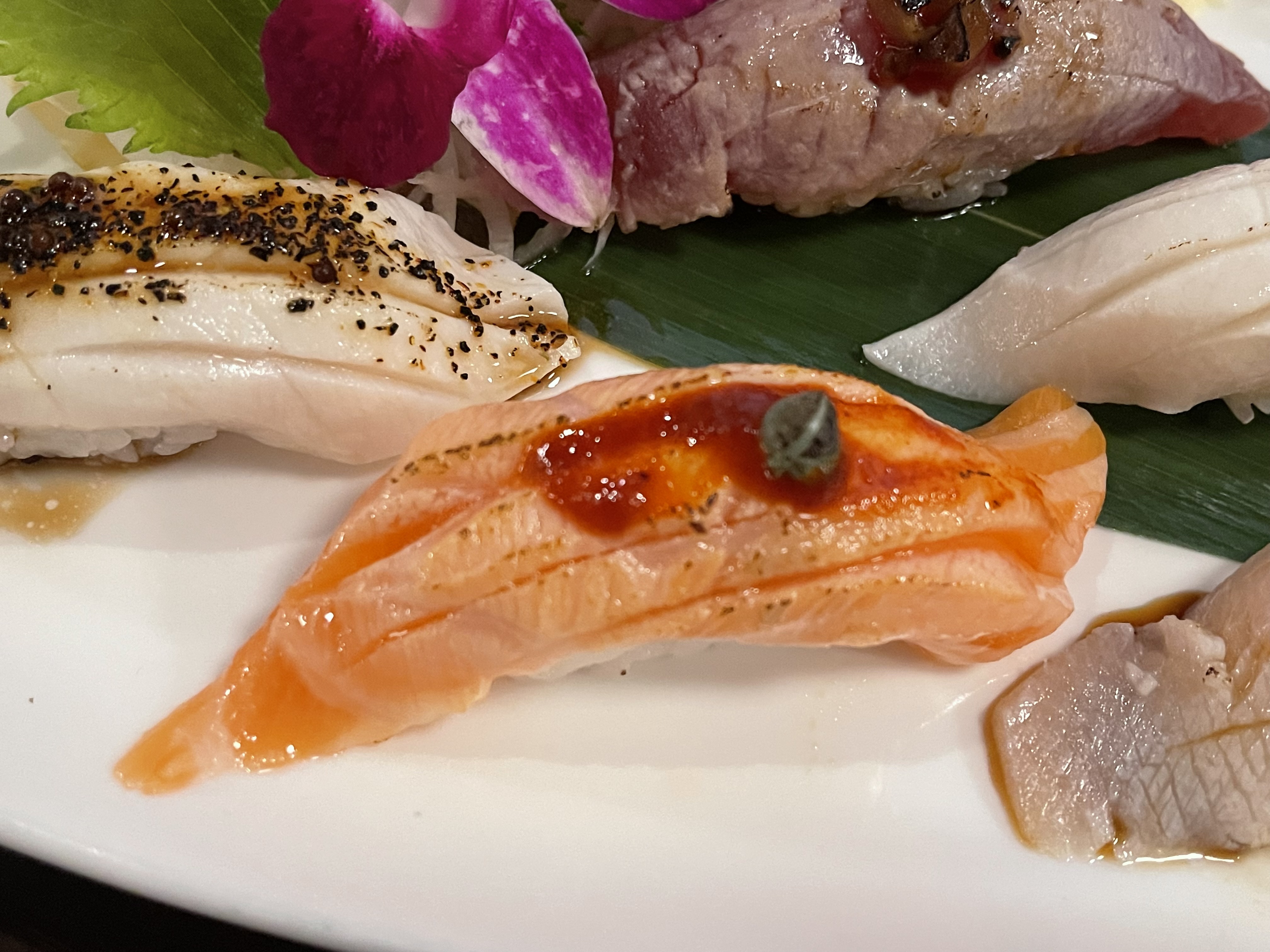 Order Salmon Chef's Nigiri food online from Miku Sushi store, Chicago on bringmethat.com
