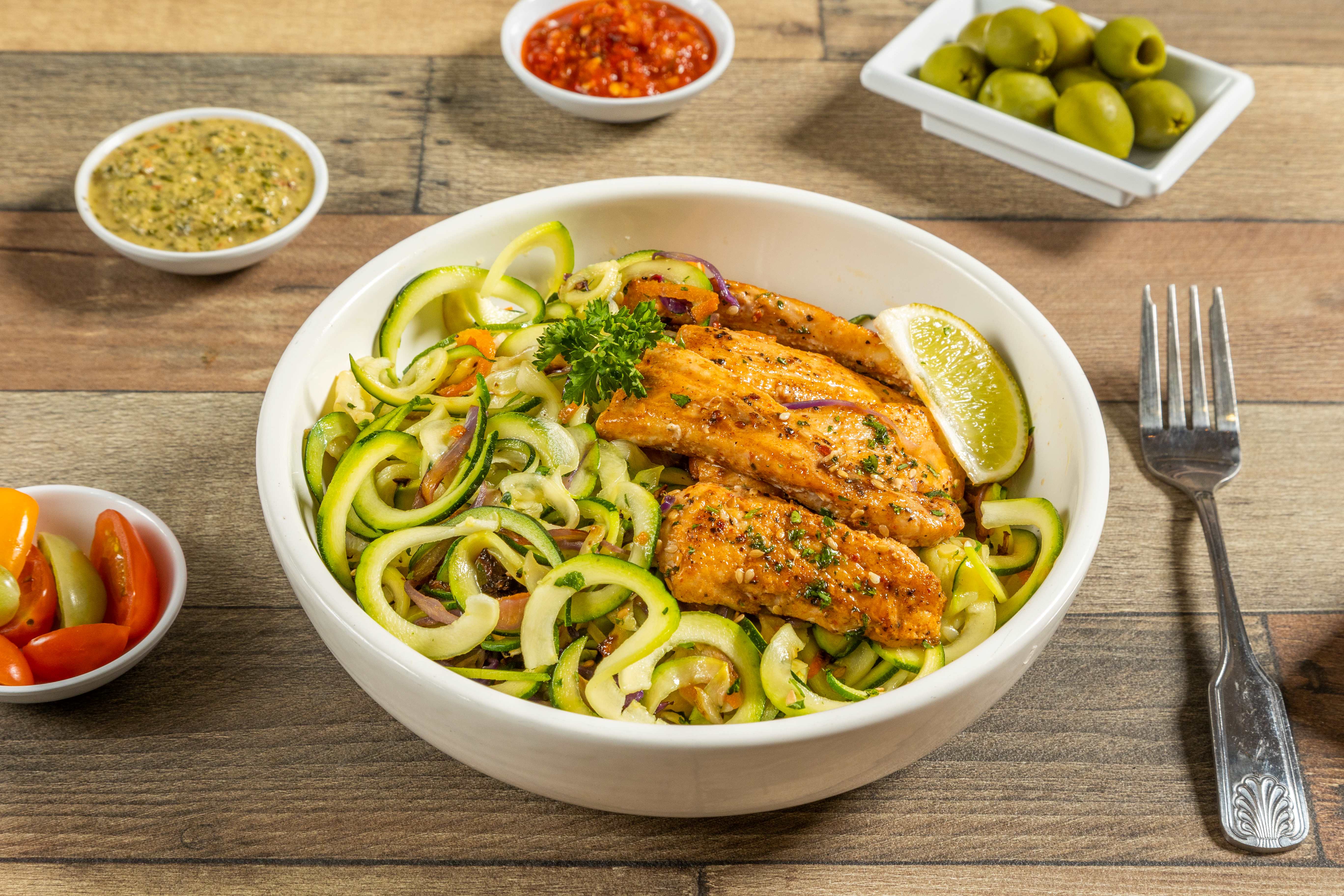 Order Zoodles Vitality Bowl food online from Zesty Olives Mediterranean Grill store, Lake Forest on bringmethat.com