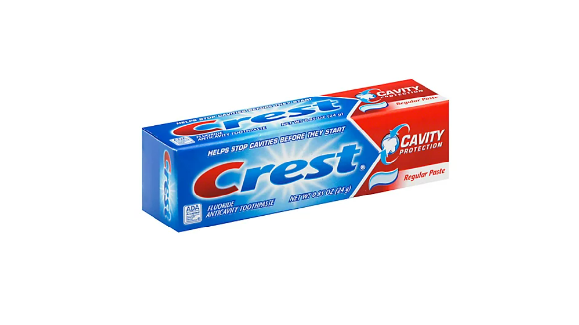 Order Crest® Fluoride Anticavity Toothpaste Regular .85 oz food online from Cafe Verdi Rebel store, Las Vegas on bringmethat.com
