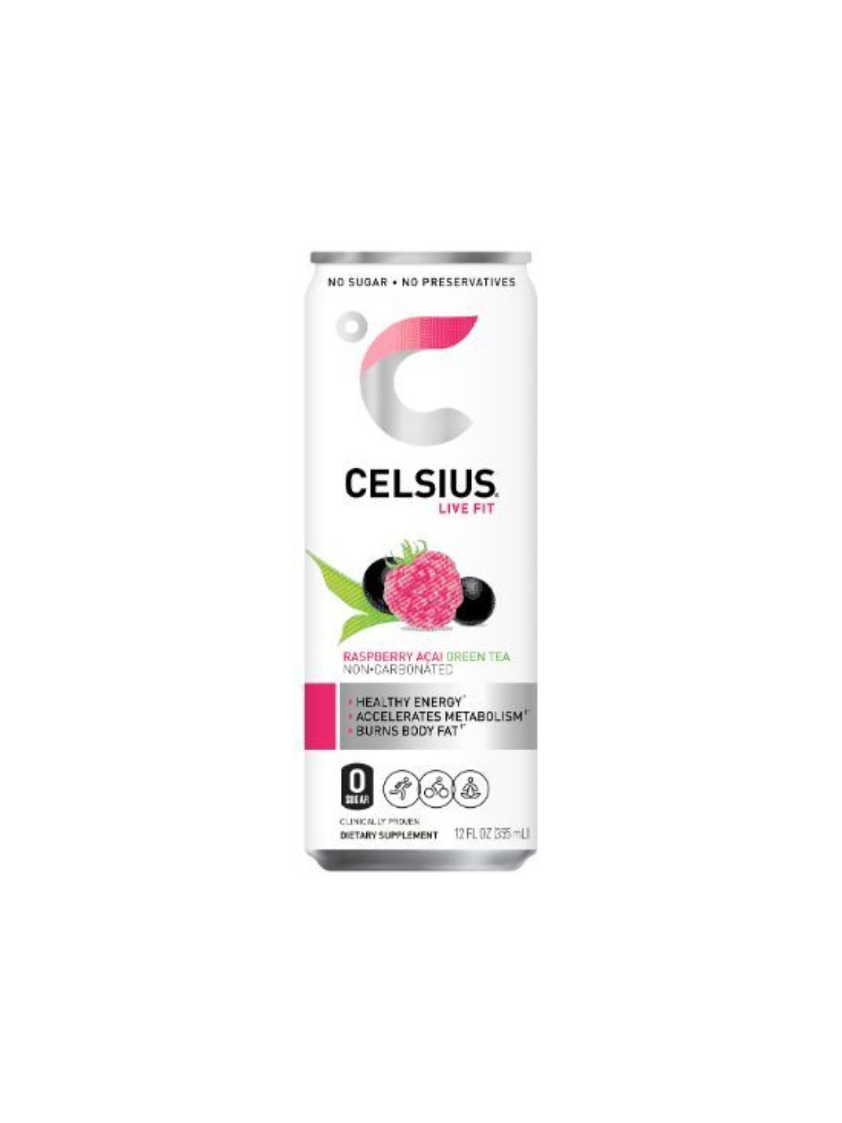 Order Celsius Raspberry Acai Green Tea Non-Carbonated Fitness Drink (12 oz) food online from Light Speed Market store, Los Angeles on bringmethat.com