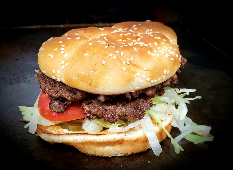 Order Double Burger food online from Burger Hut store, Bakersfield on bringmethat.com