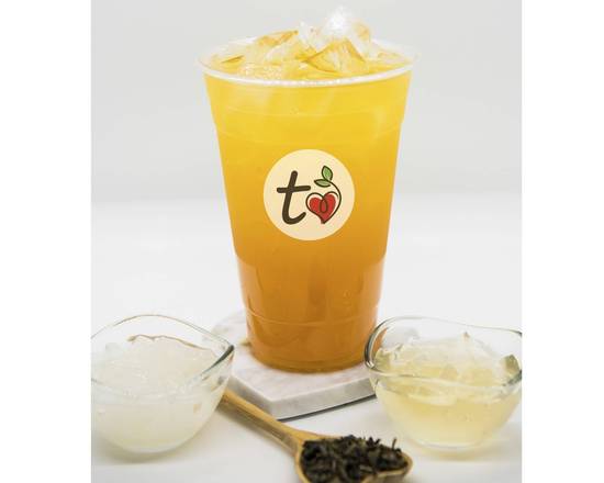 Order Passion Fruit Green Tea (w/ lychee jelly & aiju jelly) food online from Tealove store, Fontana on bringmethat.com