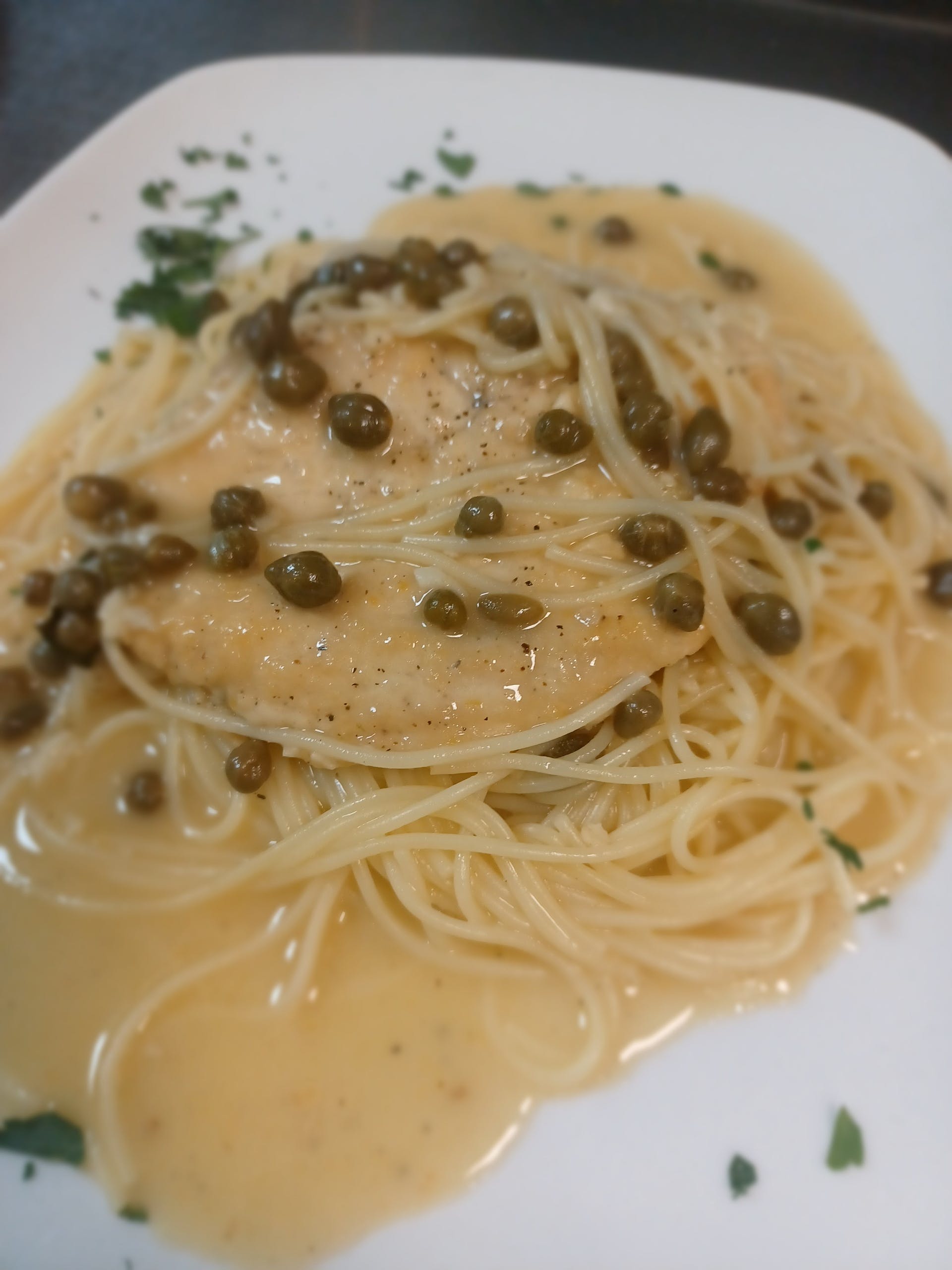 Order Chicken‭ Piccata Style Lunch - Entrees Lunch food online from The Spaghetti House store, Easton on bringmethat.com