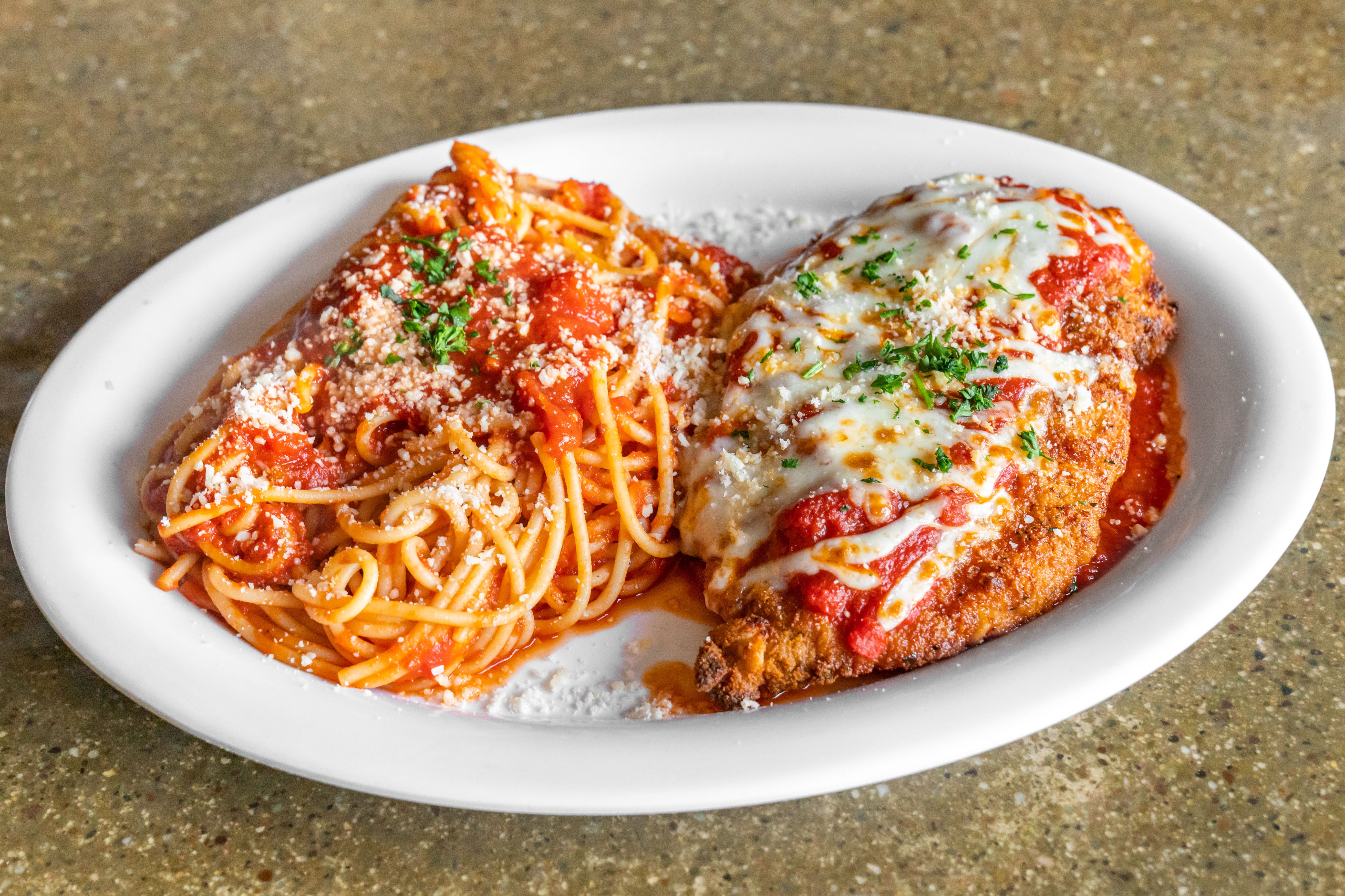 Order Chicken Parmesan - Entree food online from Sainato's at Rivergate store, Cleveland on bringmethat.com