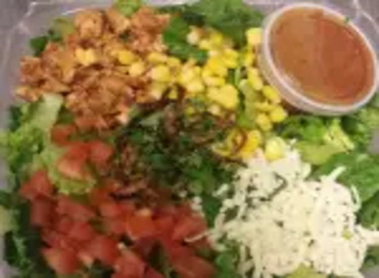 Order BBQ Chicken Salad - Medium food online from Fat Tomato Pizza store, Harbor City on bringmethat.com