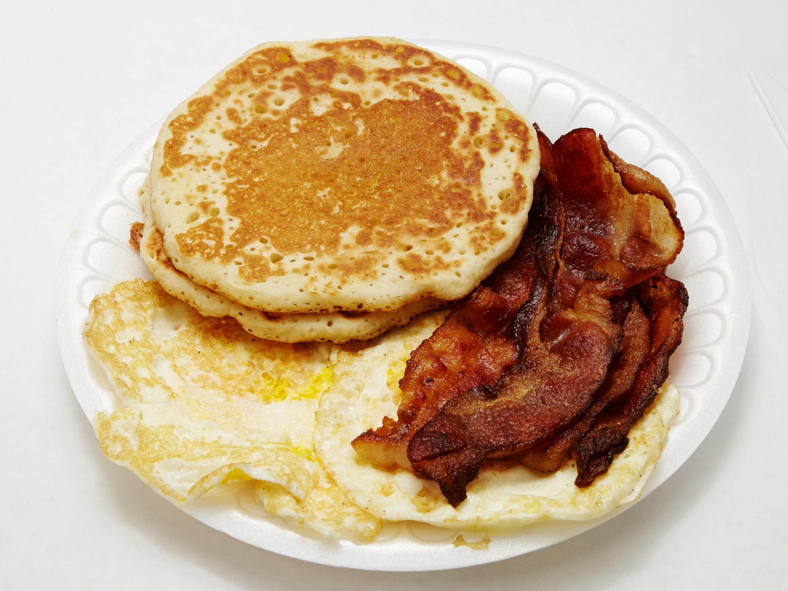 Order Pancakes with Bacon and Egg food online from Ms Deli & Beer store, Brooklyn on bringmethat.com