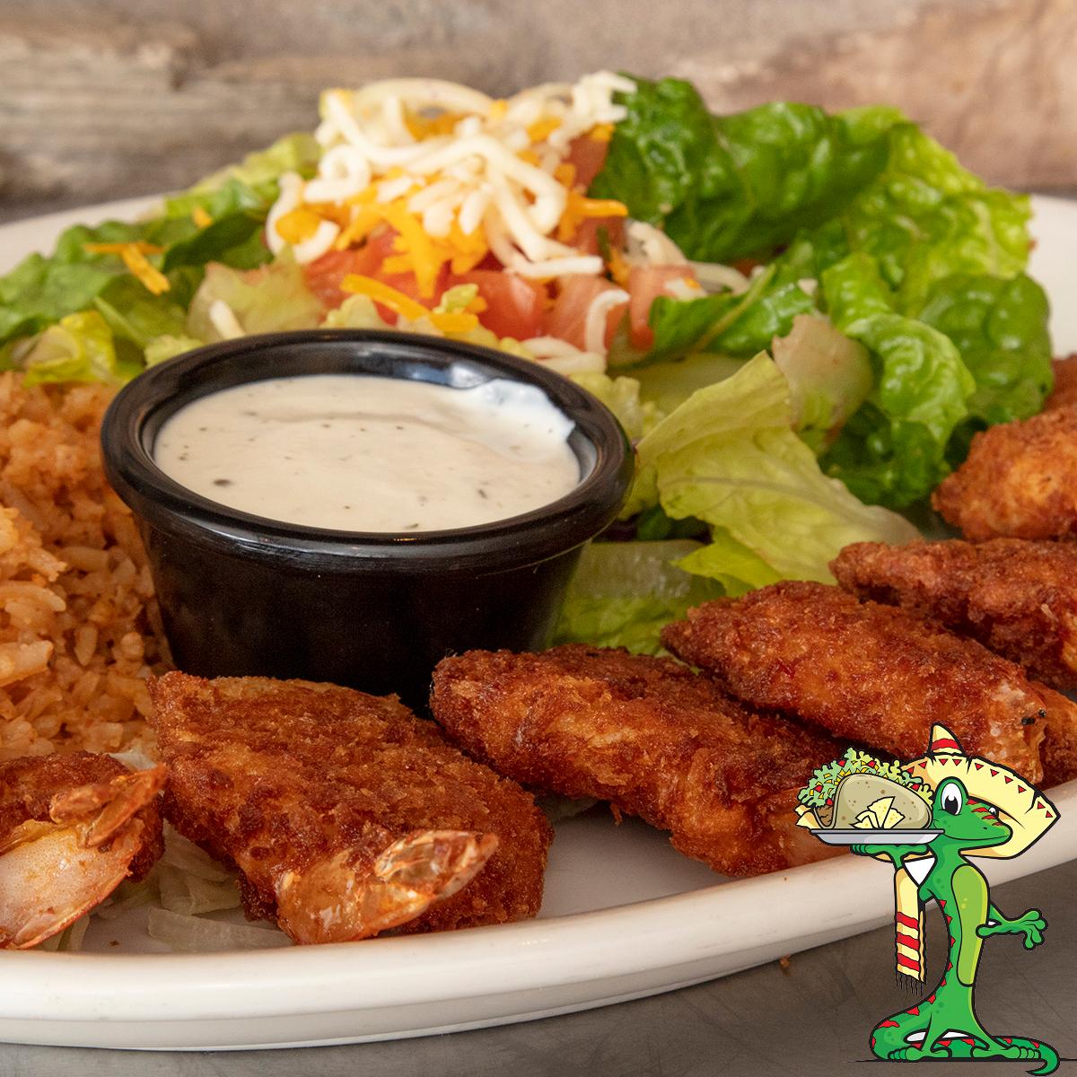 Order Breaded Shrimp (7) food online from Gecko Grill store, Gilbert on bringmethat.com