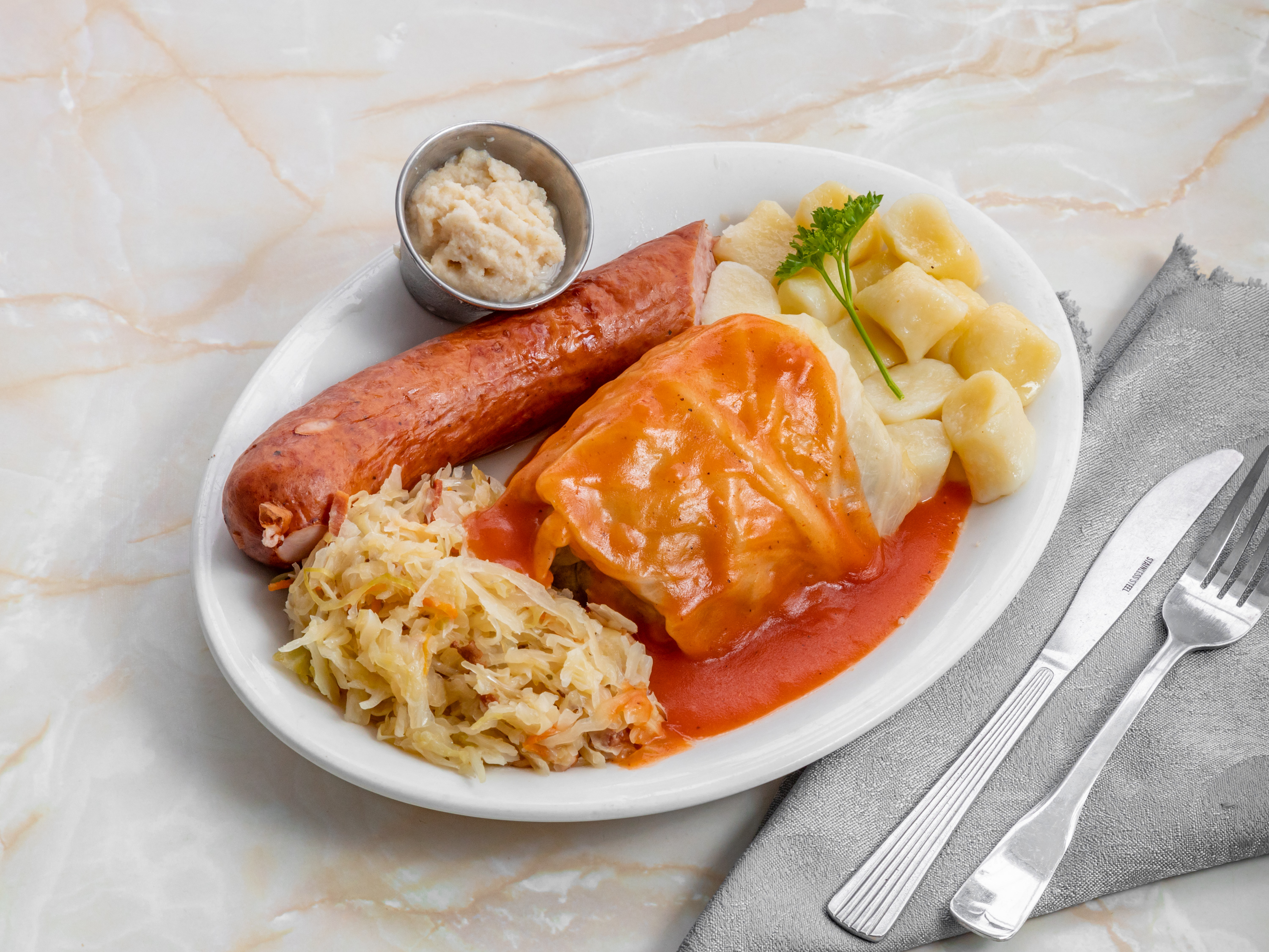 Order Polish Combination Plate food online from Mabenka Restaurant store, Burbank on bringmethat.com