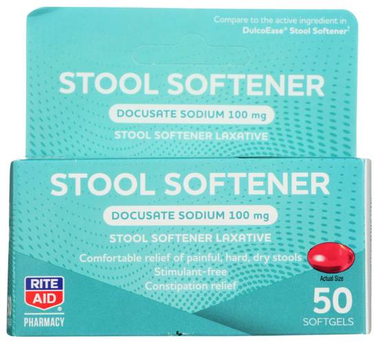 Order Rite Aid Pharmacy Stool Softener Softgels 100mg (50 ct) food online from Rite Aid store, Canal Fulton on bringmethat.com