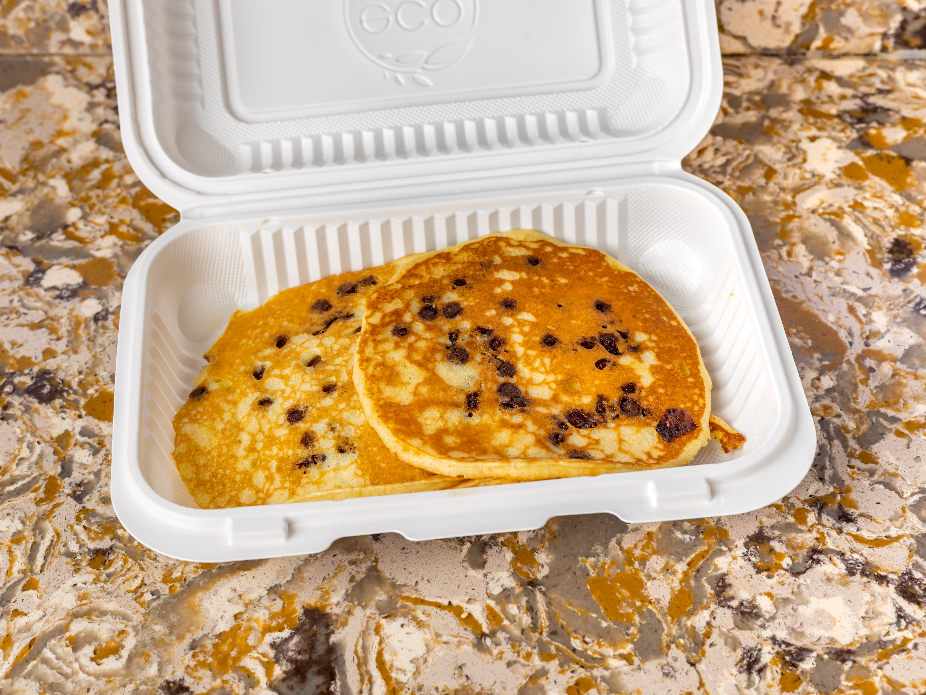 Order Chocolate chip Pancakes  food online from Forest Hills Bagels store, Forest Hills on bringmethat.com