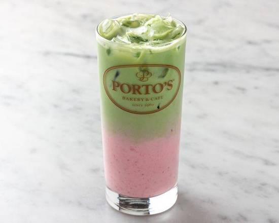 Order Iced Strawberry Matcha Latte food online from Porto Bakery & Cafe store, Buena Park on bringmethat.com