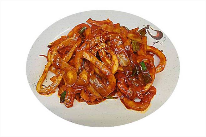 Order Spicy Stir-fried Squid (Hanchi Bokkeum)한치볶음 food online from Halmae Noodle 할매칼국수 store, Palisades Park on bringmethat.com