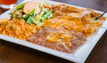 Order Chile Relleno and Cheese Enchilada Plate food online from Ruben Mariscos & Mexican Grill store, Apple Valley on bringmethat.com