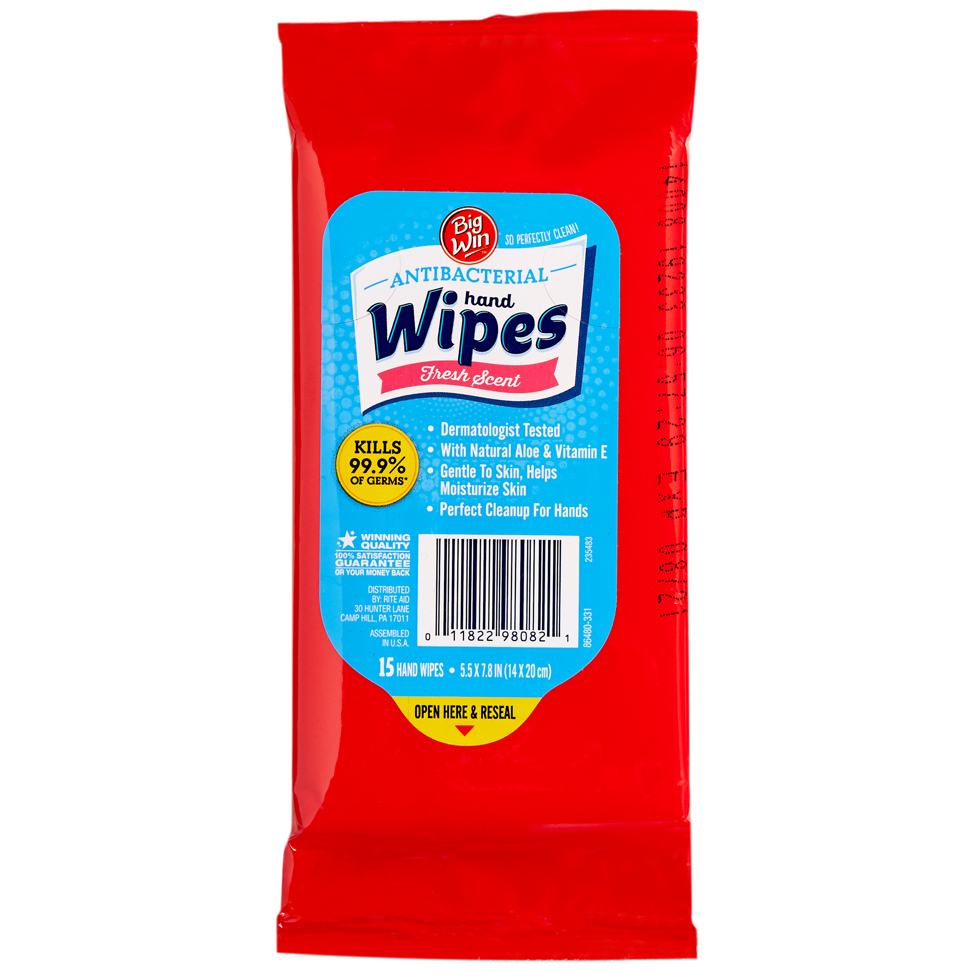 Order Big Win Antibacterial Hand Wipes, Fresh Scent - 15 ct food online from Rite Aid store, MILLER PLACE on bringmethat.com