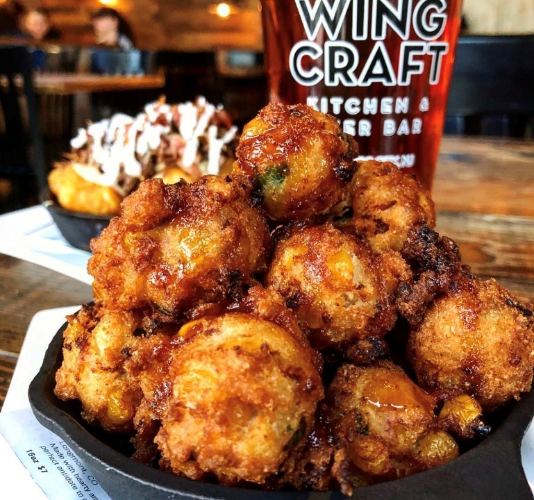 Order Maple Bourbon Corn Fritters food online from Wingcraft Kitchen & Beer Bar store, Atlantic City on bringmethat.com