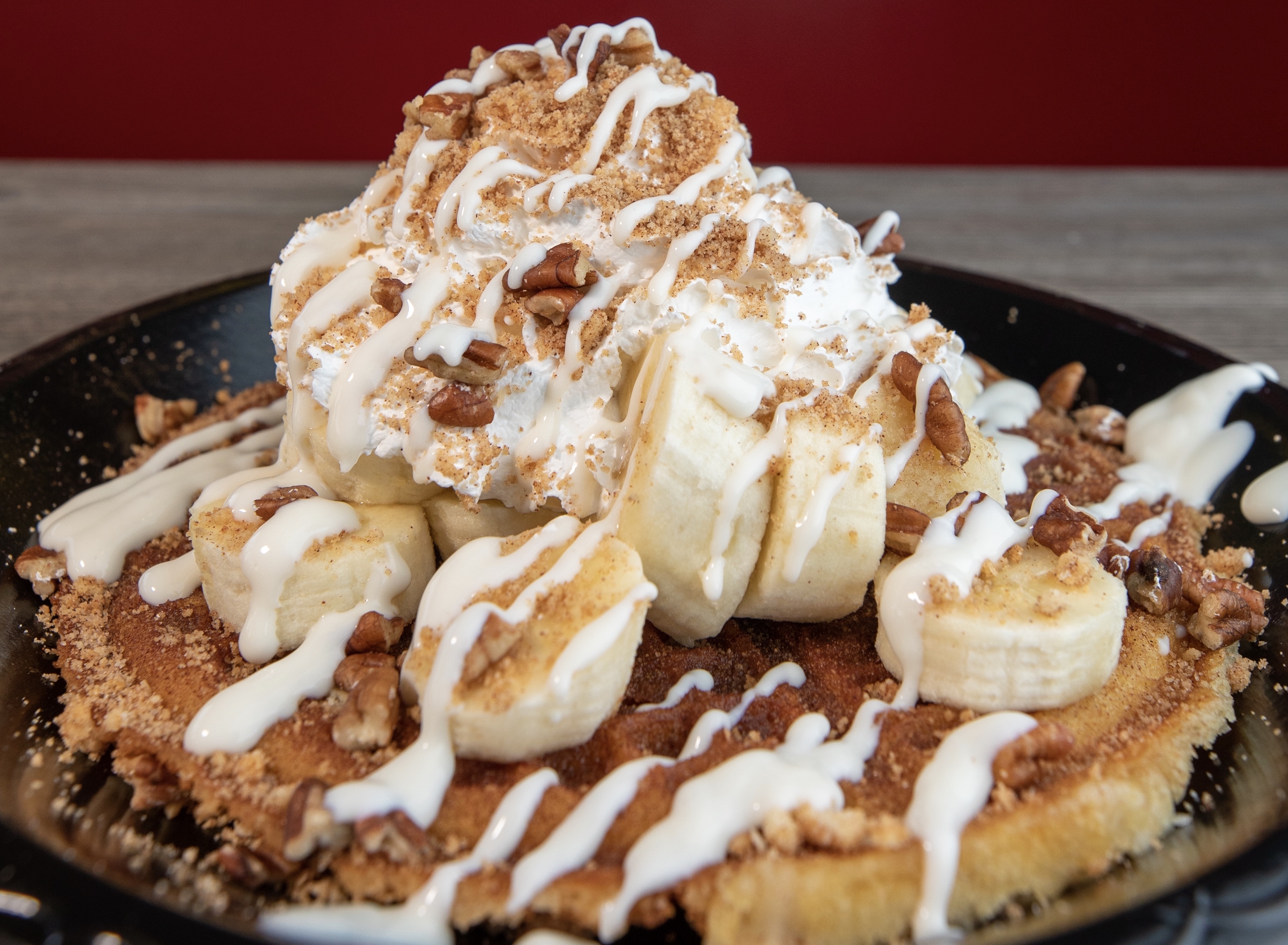 Order Churro Banana Cream Pie Waffle food online from The Forum Blues Cafe store, Rialto on bringmethat.com