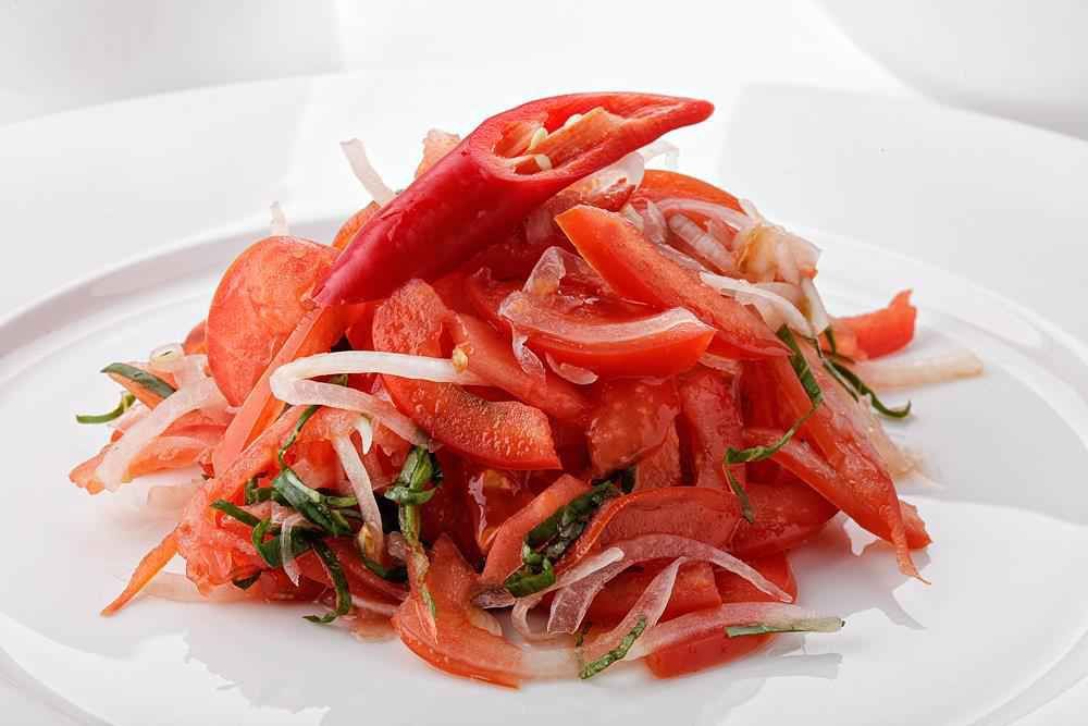 Order Achichuk Tomato Salad food online from Cafe Gourmand Restaurant store, Staten Island on bringmethat.com