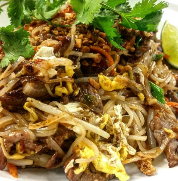 Order Beef Pad Thai Noodles food online from Wicked Pho store, El Paso on bringmethat.com