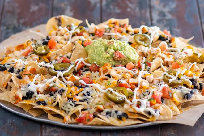 Order Nachos Grande food online from Sharkys Woodfired Grill Mexican store, Newbury Park on bringmethat.com