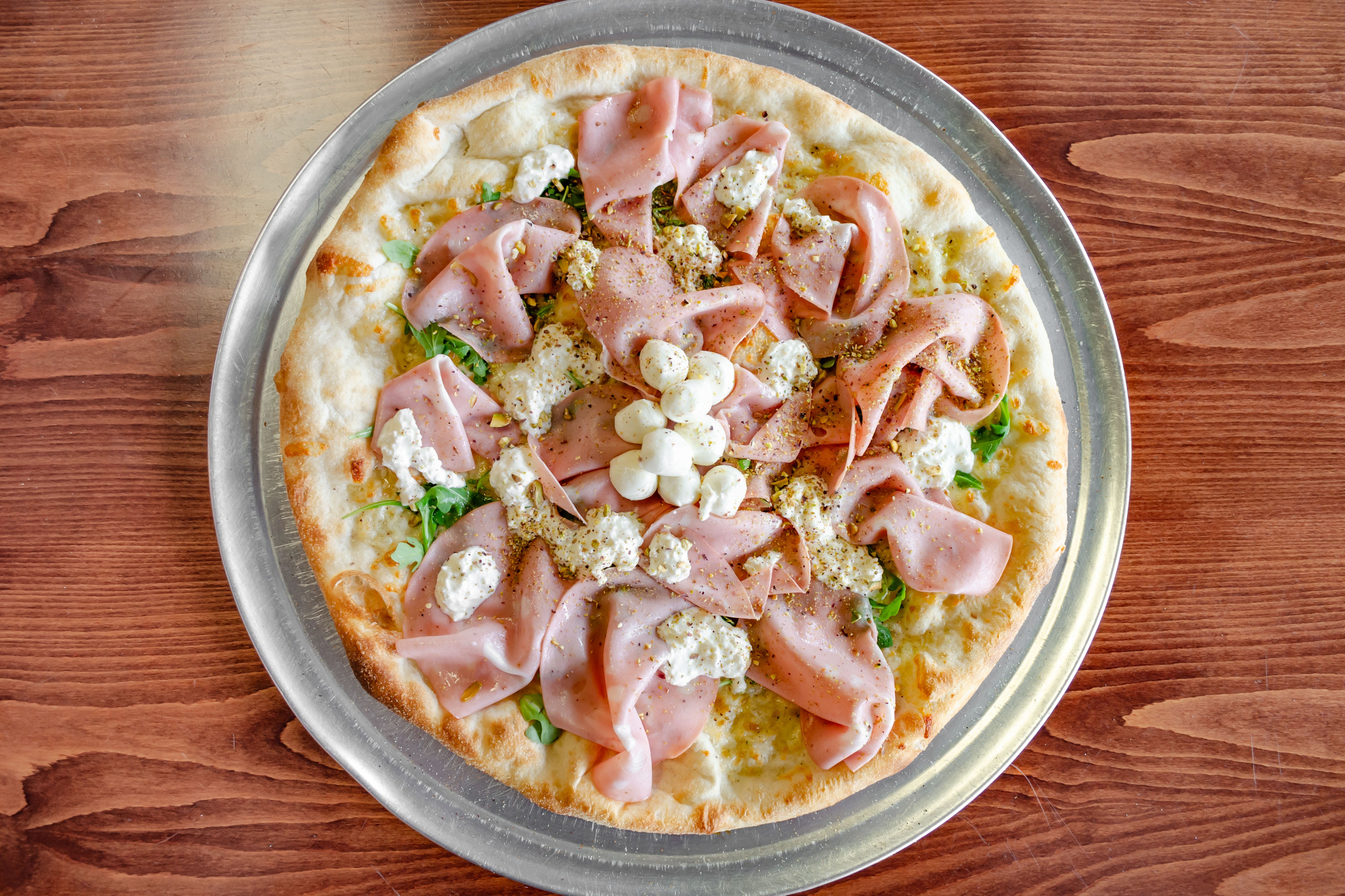 Order Mortadella Pizza - Small 12'' food online from Nonna Rosa Pizzeria store, Carlstadt on bringmethat.com